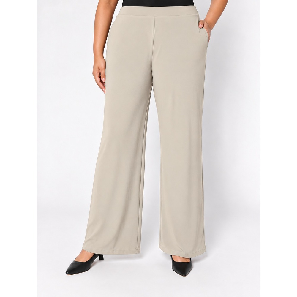 GRAVER Susan Graver Regular LK Luxe Wide Leg Pants taupe, Large